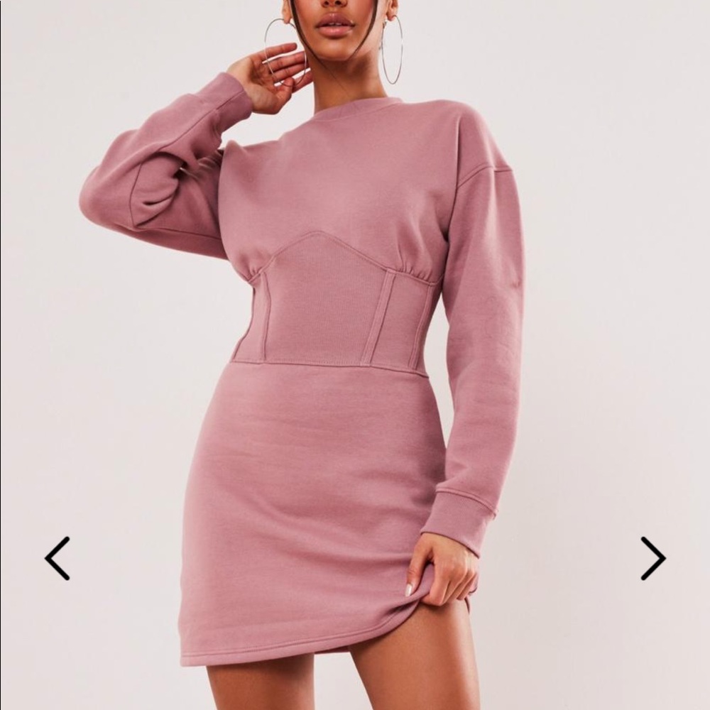 Missguided Rose Corset Sweatshirt Dress Size 10